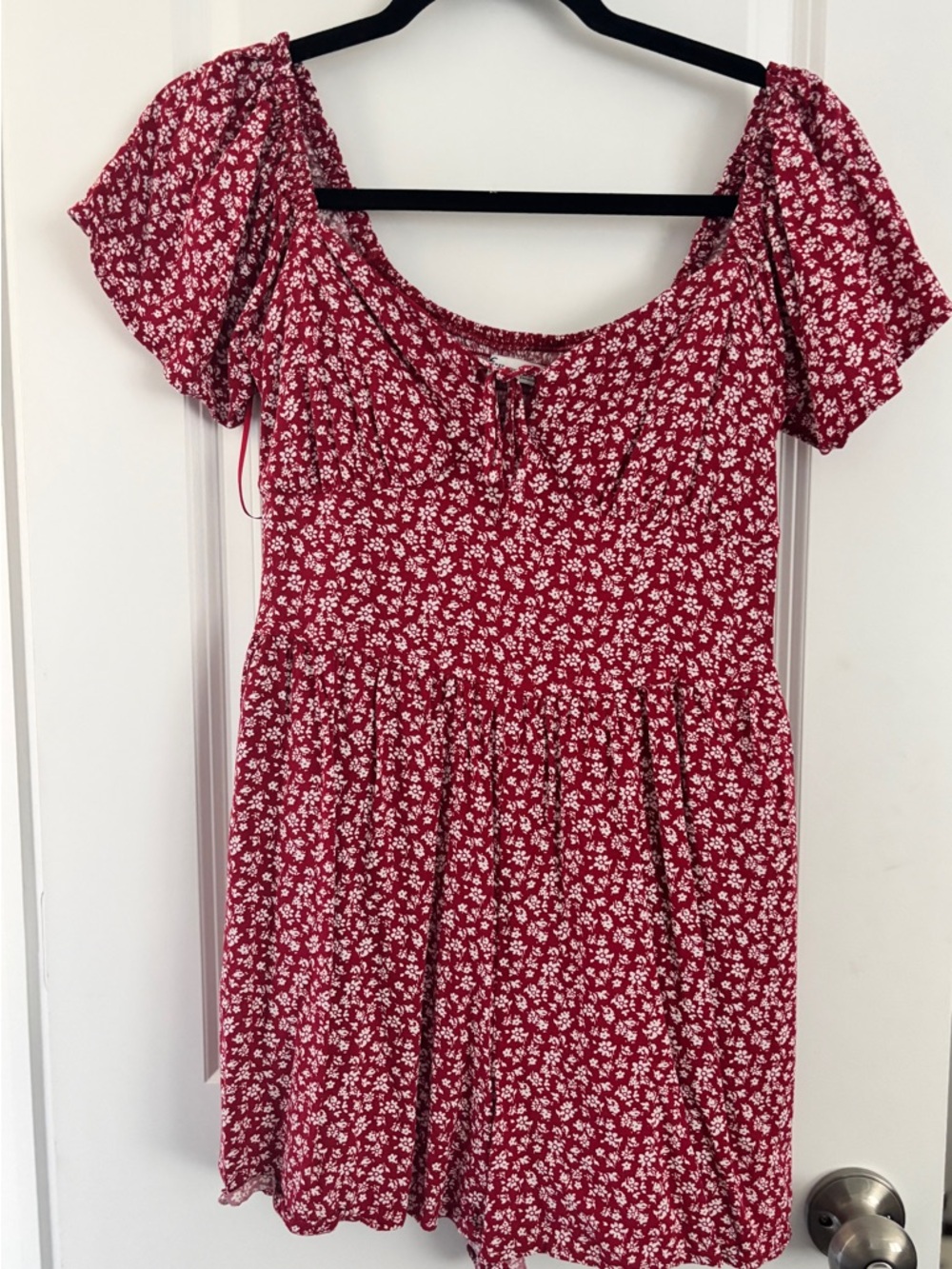 Red Floral Short Sleeve Women's Romper
